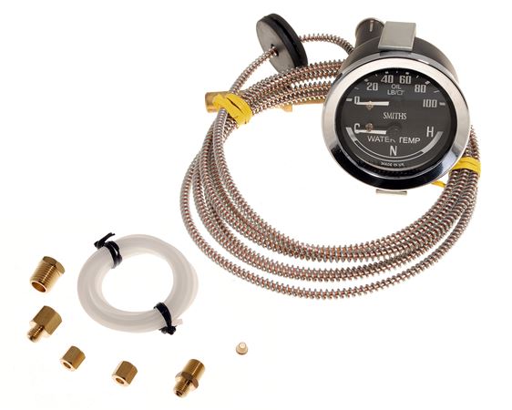 Oil Pressure & Water Temperature Dual Gauge Kit - Chrome Bezel - Including Fittings - RX1351OILWATER